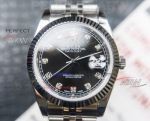 Perfect Replica Mens Rolex Datejust Stainless Steel Black Diamond Dial Swiss Replica Watches 